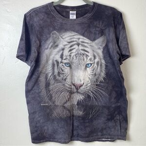 Gildan Black and Gray  White Tiger Tie Dye Tee size Medium